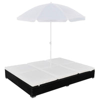 Thumbnail for Outdoor-Loungebett mit Sonnenschirm Poly Rattan Schwarz
