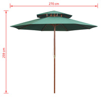 Thumbnail for Doppeldeck Sonnenschirm 270×270 cm Holzstange Grün