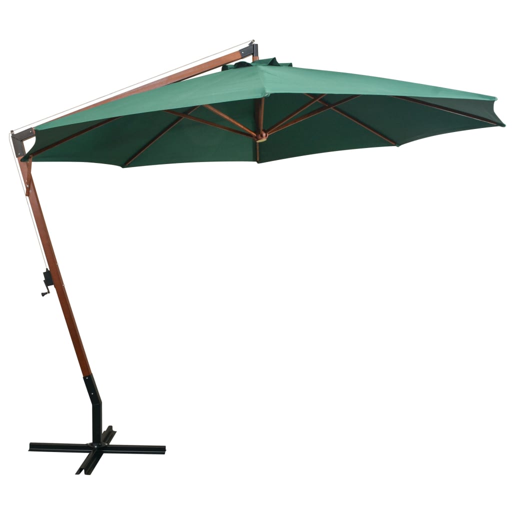 Sonnenschirm Ampelschirm 350 cm Holzmast Grün