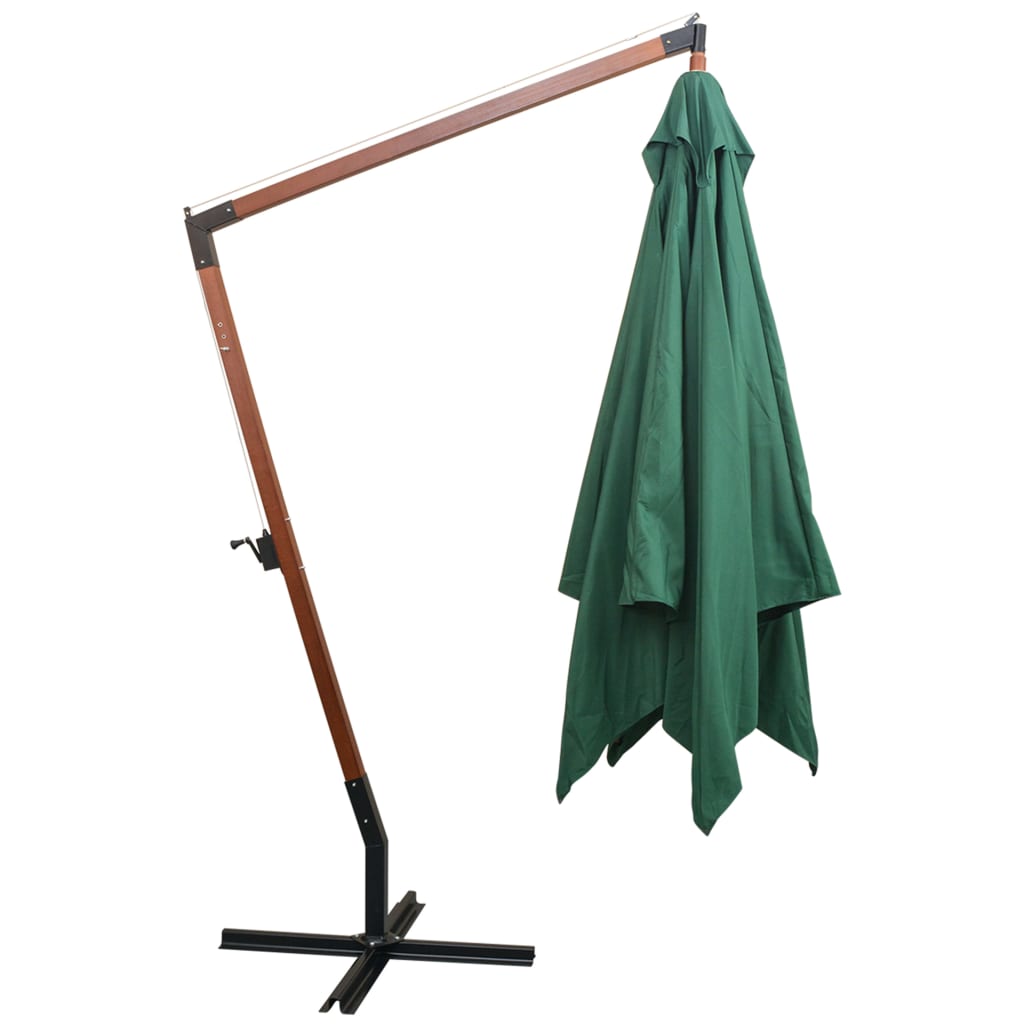 Sonnenschirm Ampelschirm 300 x 300 cm Holzmast Grün