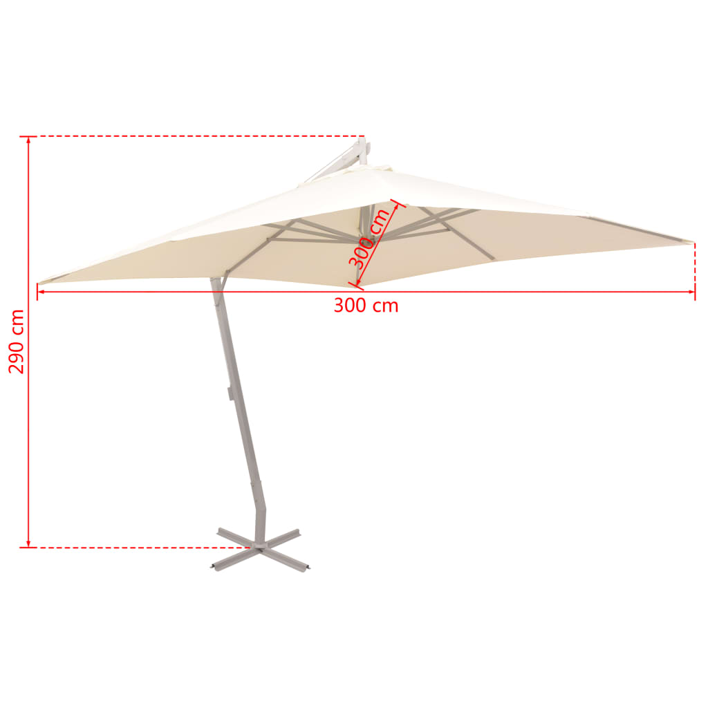 Sonnenschirm Ampelschirm 300 x 300 cm Sand Aluminiummast