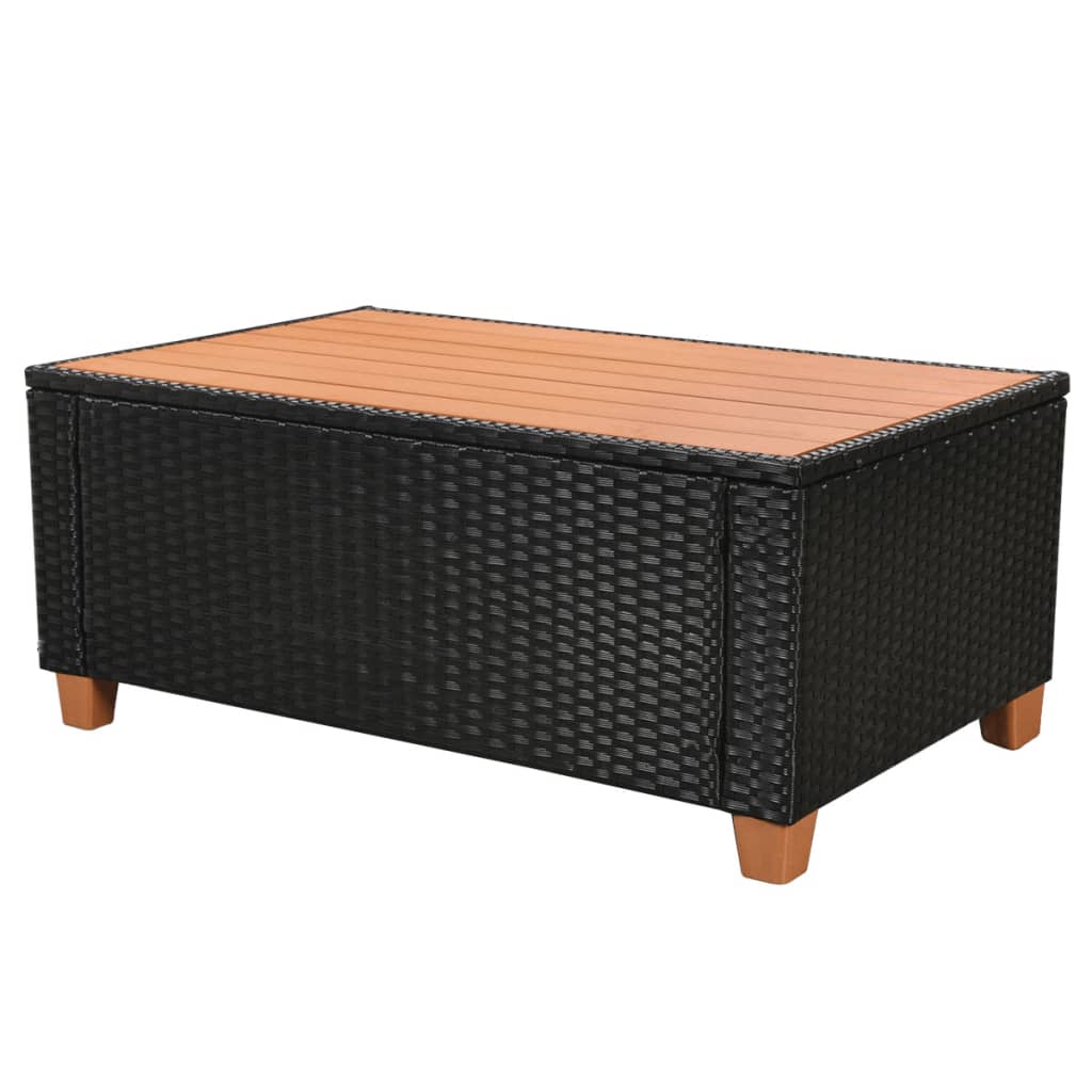 7-tlg. Garten-Lounge-Set mit Auflagen Poly Rattan Schwarz