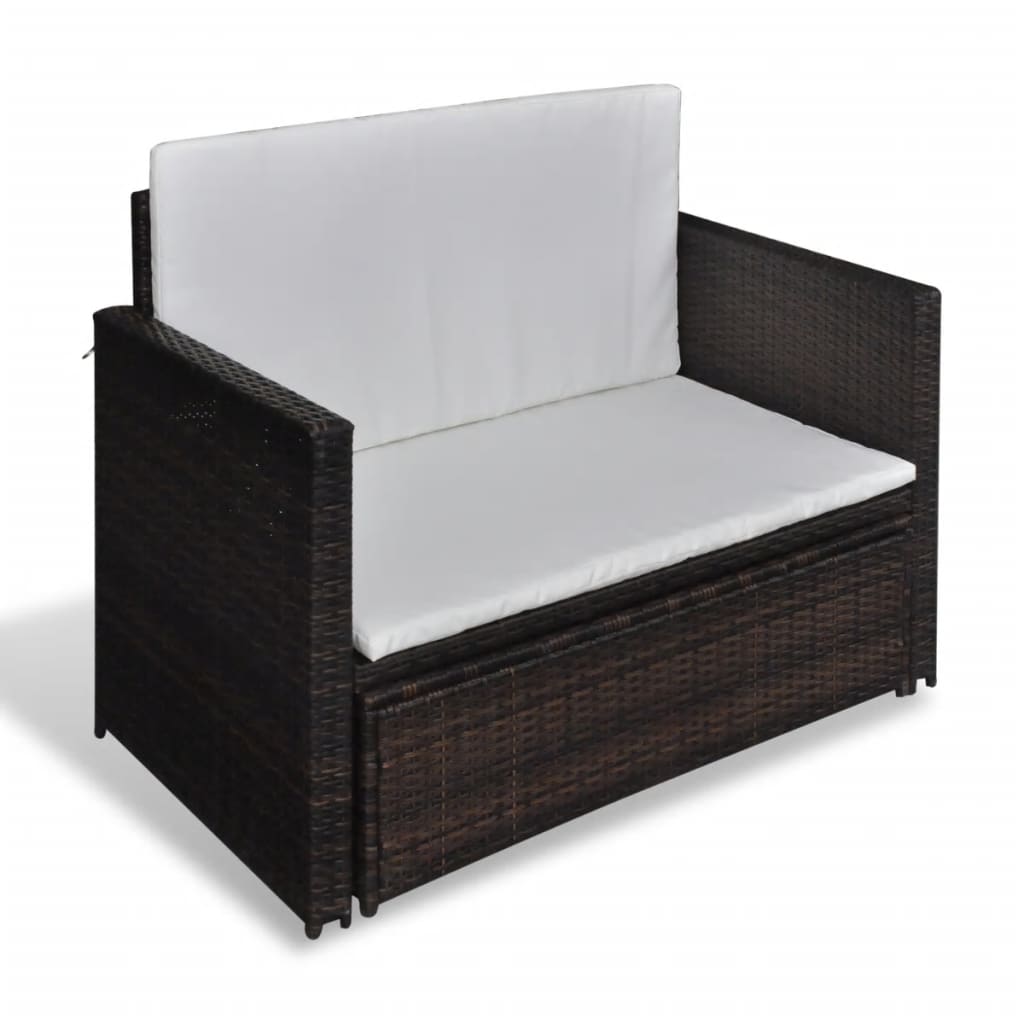 Gartensofa Poly Rattan Braun