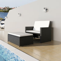 Thumbnail for 2-tlg. Garten-Lounge-Set mit Auflagen Poly Rattan Schwarz