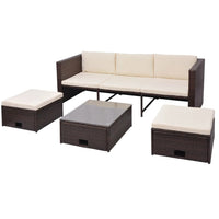 Thumbnail for 4-tlg. Garten-Lounge-Set mit Auflagen Poly Rattan Braun
