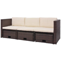 Thumbnail for 4-tlg. Garten-Lounge-Set mit Auflagen Poly Rattan Braun