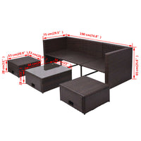 Thumbnail for 4-tlg. Garten-Lounge-Set mit Auflagen Poly Rattan Braun