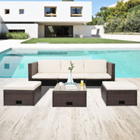 Thumbnail for 4-tlg. Garten-Lounge-Set mit Auflagen Poly Rattan Braun