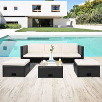 Thumbnail for 4-tlg. Garten-Lounge-Set mit Auflagen Poly Rattan Schwarz