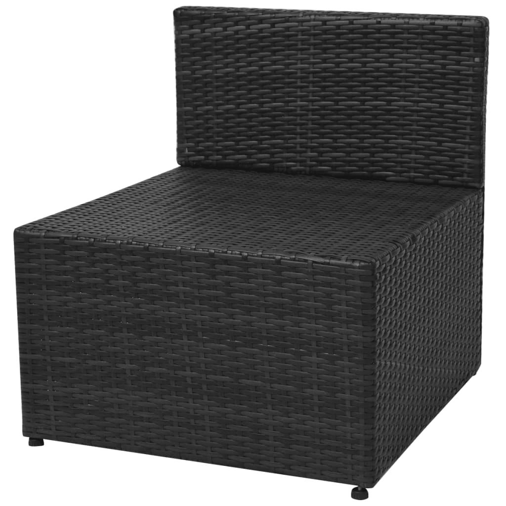 5-tlg. Garten-Lounge-Set mit Auflagen Poly Rattan Schwarz