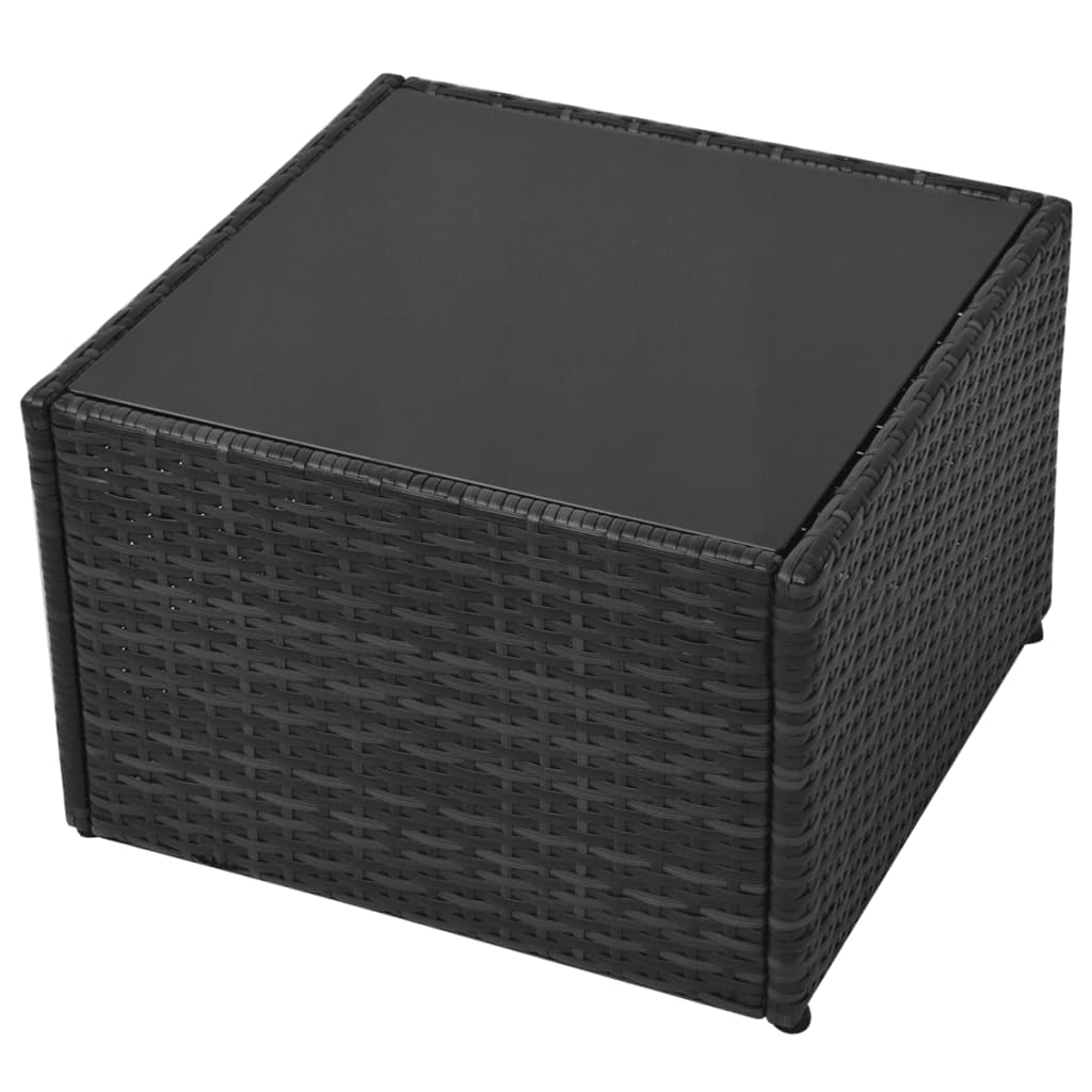 5-tlg. Garten-Lounge-Set mit Auflagen Poly Rattan Schwarz