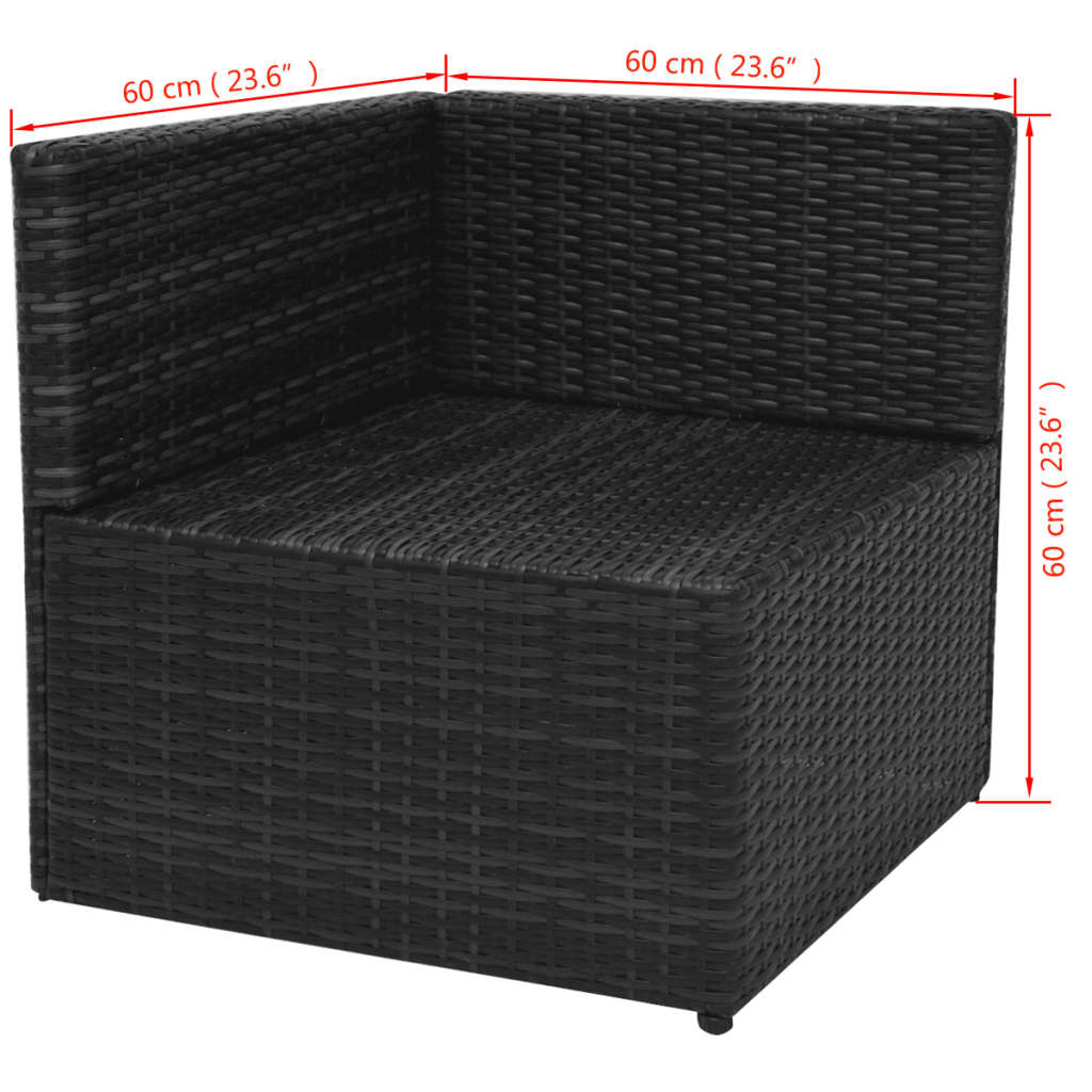 5-tlg. Garten-Lounge-Set mit Auflagen Poly Rattan Schwarz