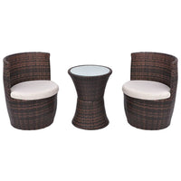 Thumbnail for 3-tlg. Bistro-Set mit Auflagen Poly Rattan Braun