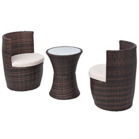 Thumbnail for 3-tlg. Bistro-Set mit Auflagen Poly Rattan Braun