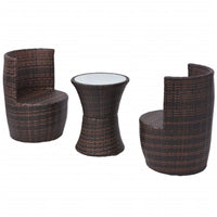 Thumbnail for 3-tlg. Bistro-Set mit Auflagen Poly Rattan Braun