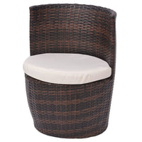 Thumbnail for 3-tlg. Bistro-Set mit Auflagen Poly Rattan Braun