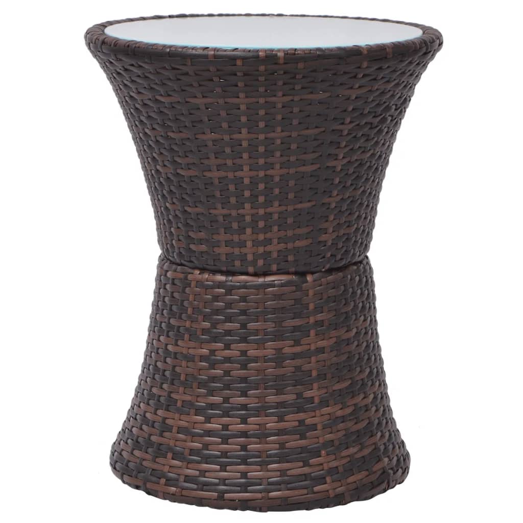 3-tlg. Bistro-Set mit Auflagen Poly Rattan Braun