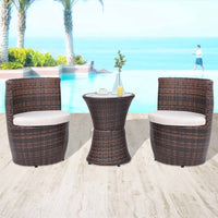 Thumbnail for 3-tlg. Bistro-Set mit Auflagen Poly Rattan Braun