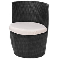 Thumbnail for 3-tlg. Bistro-Set mit Auflagen Poly Rattan Schwarz