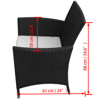 Thumbnail for 7-tlg. Garten-Essgruppe mit Auflagen Poly Rattan Schwarz