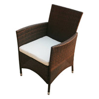 Thumbnail for 5-tlg. Garten-Essgruppe mit Auflagen Poly Rattan Braun
