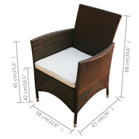 Thumbnail for 5-tlg. Garten-Essgruppe mit Auflagen Poly Rattan Braun