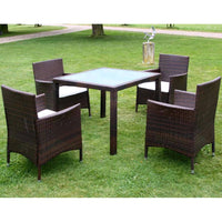Thumbnail for 5-tlg. Garten-Essgruppe mit Auflagen Poly Rattan Braun