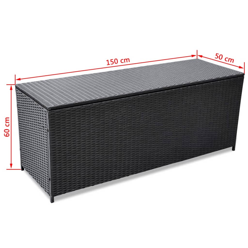 Garden-Auflagenbox Schwarz 150x50x60 cm Poly Rattan