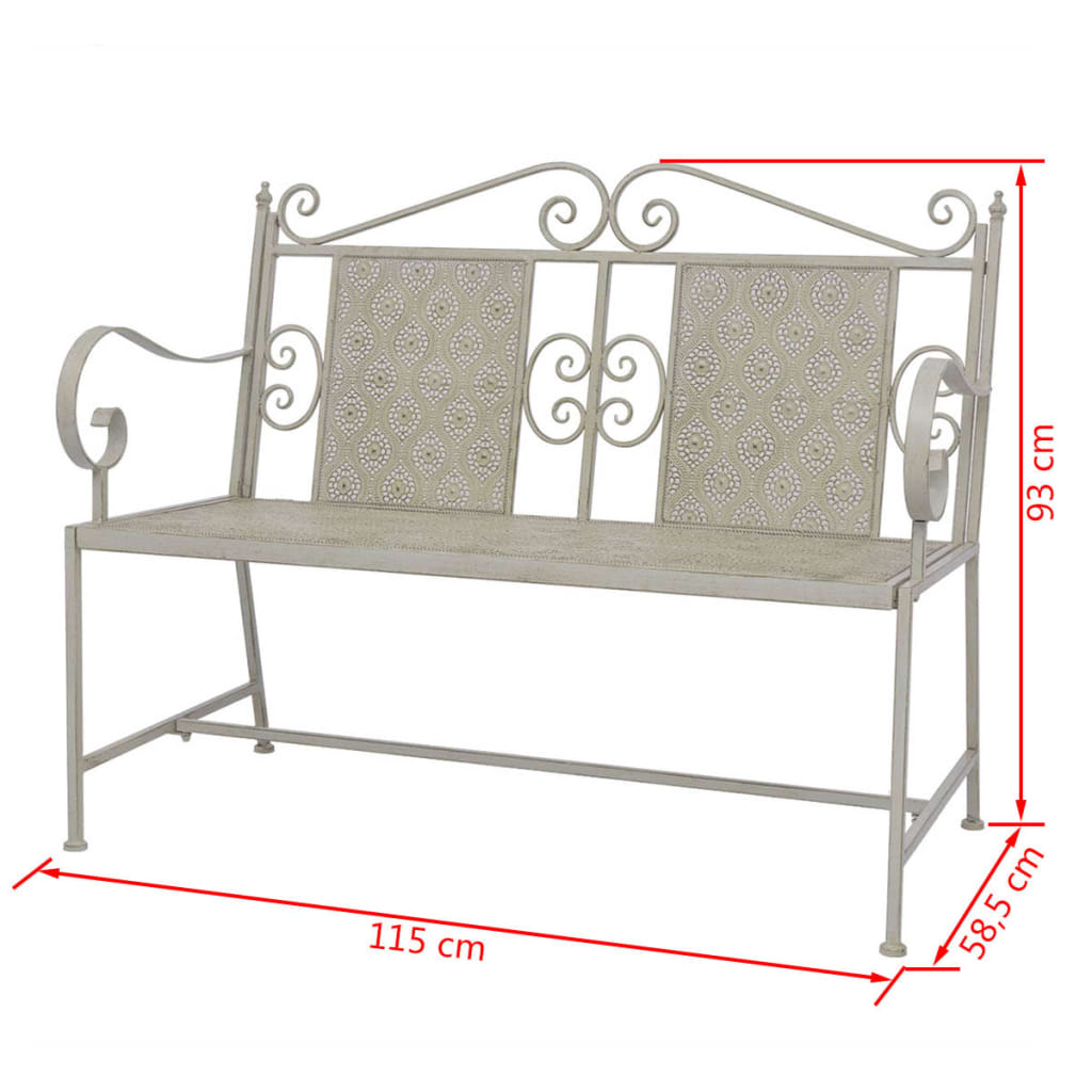 Gartenbank 115 cm Stahl Grau
