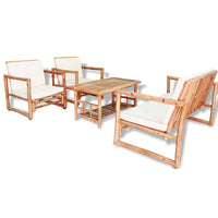 Thumbnail for 4-tlg. Garten-Lounge-Set mit Auflagen Bambus