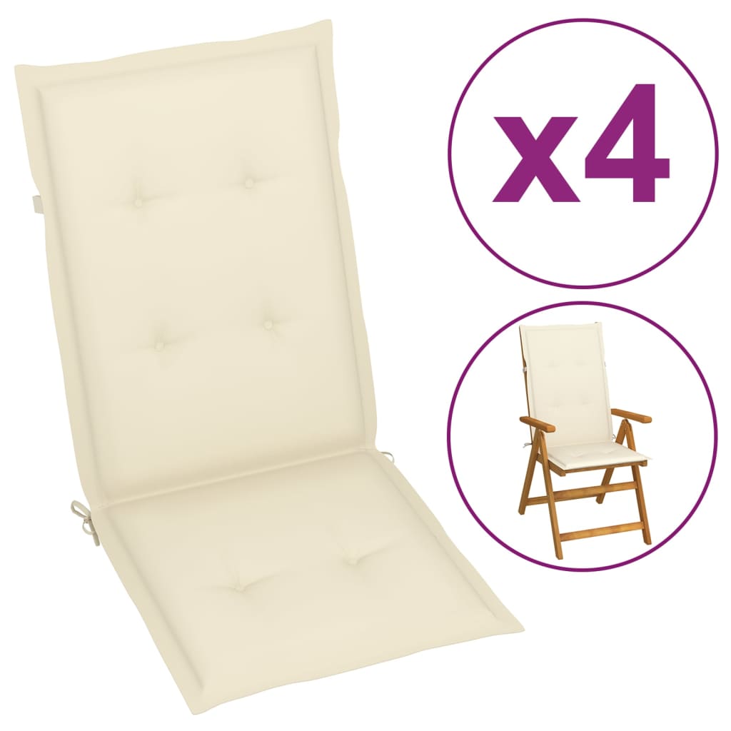 Gartenstuhlauflagen 4 Stk. Creme 120x50x3 cm