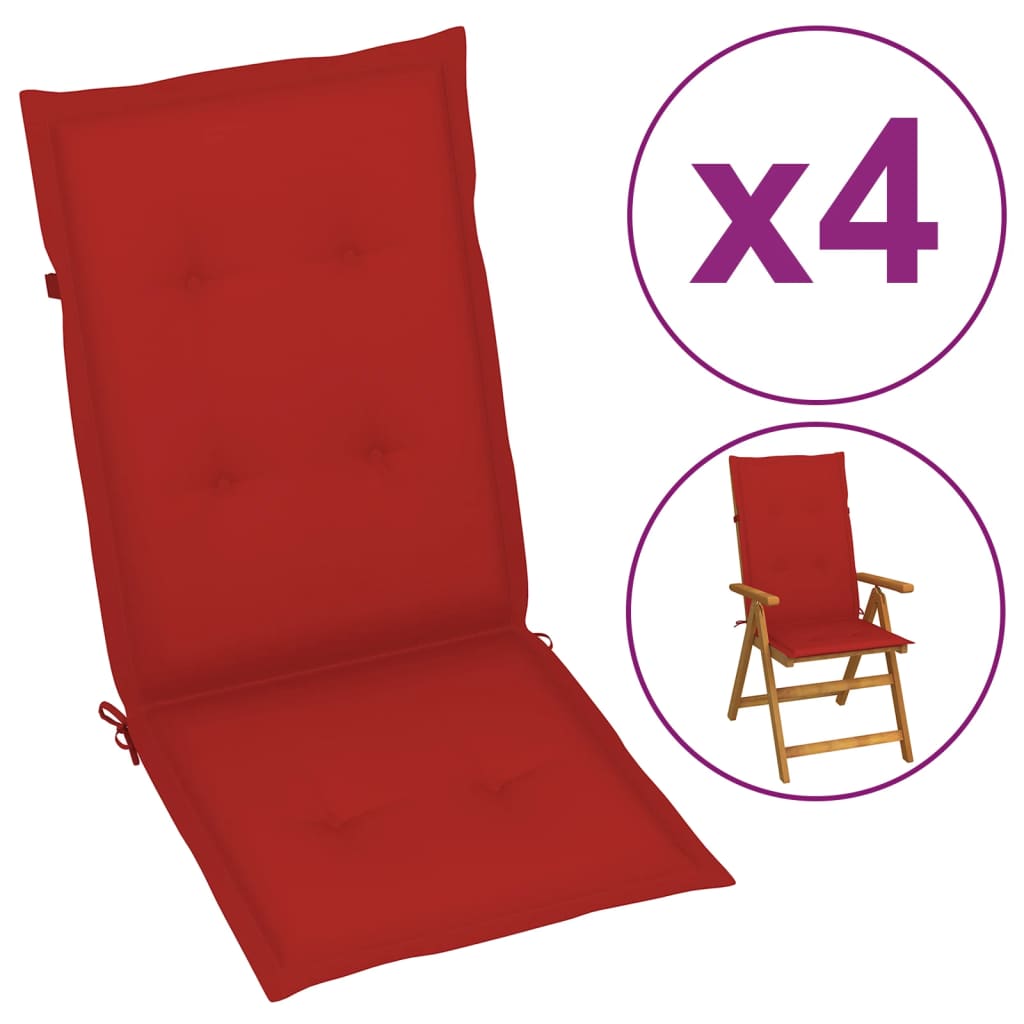 Gartenstuhlauflagen 4 Stk. Rot 120x50x3 cm