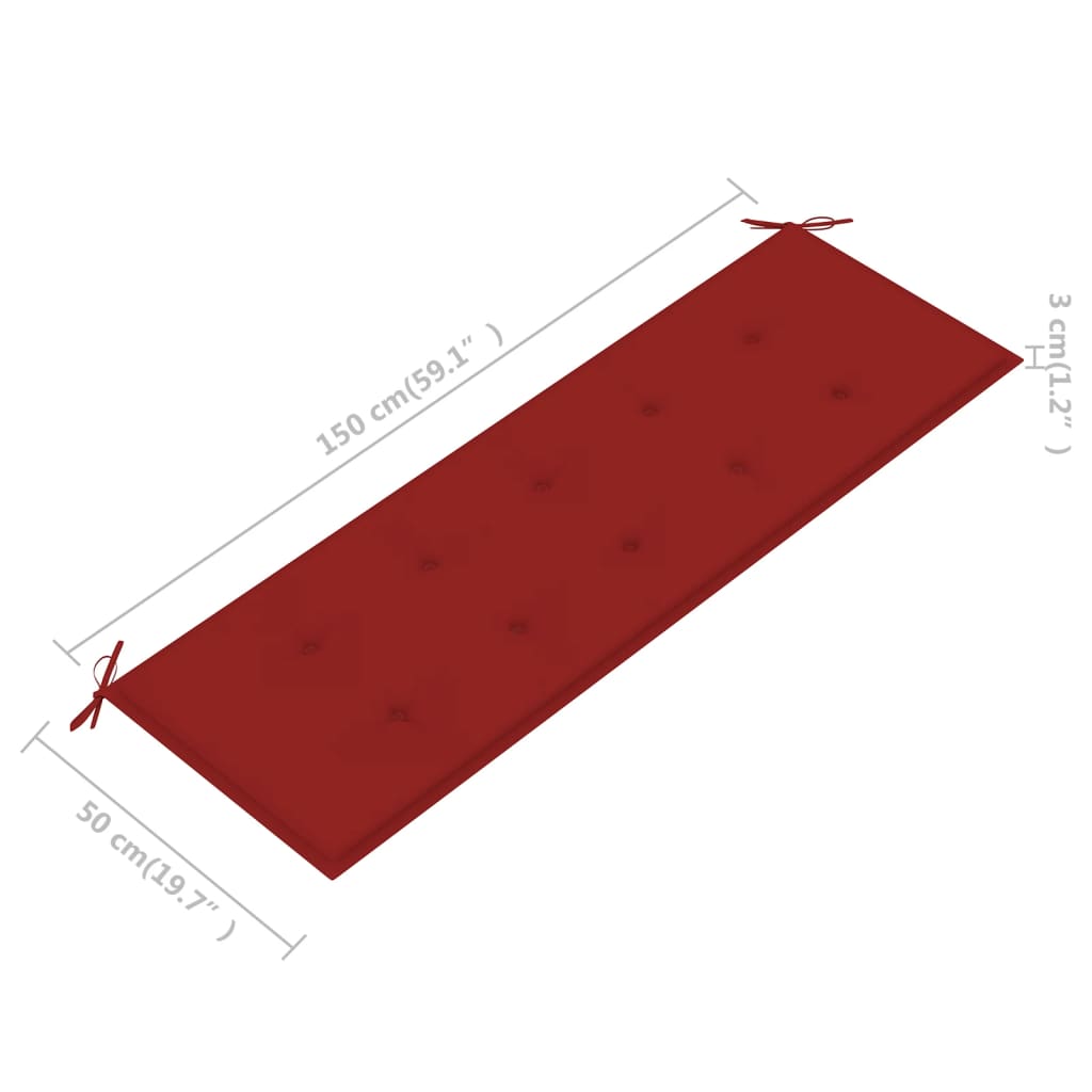Gartenbank-Auflage Rot 150x50x3 cm