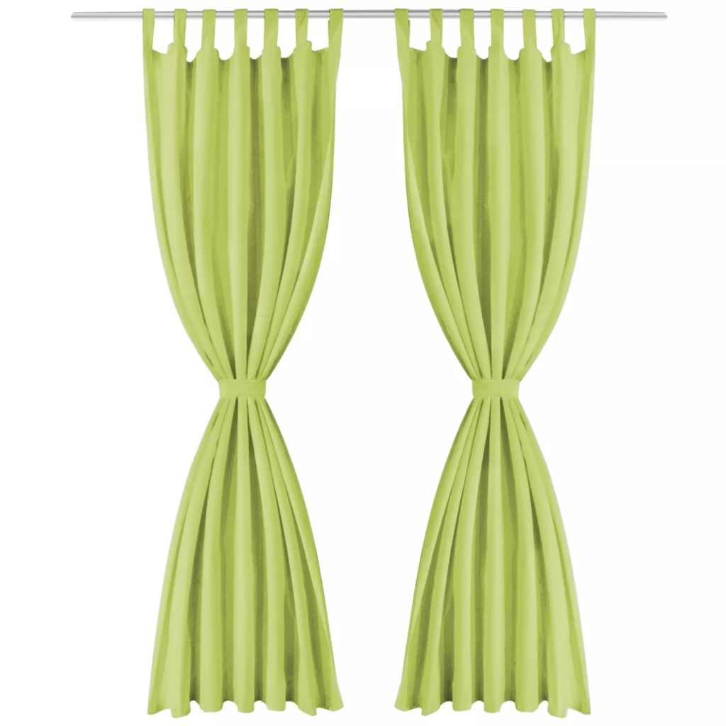 Vorhänge Mikro-Satin 2 Stk. mit Schlaufen 140 x 175 cm Grün