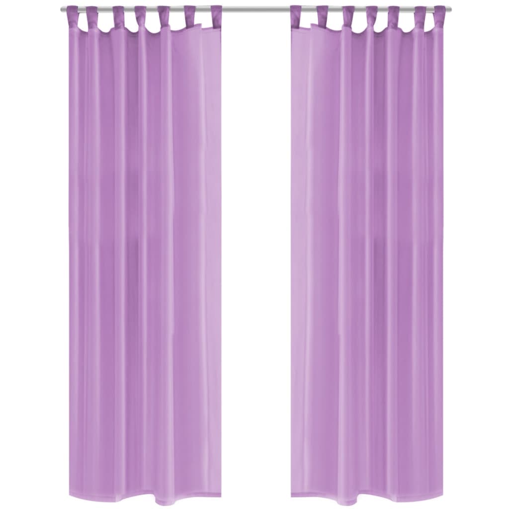 Vorhänge aus Voile 2 Stk. mit Schlaufen 140 x 245 cm Lila