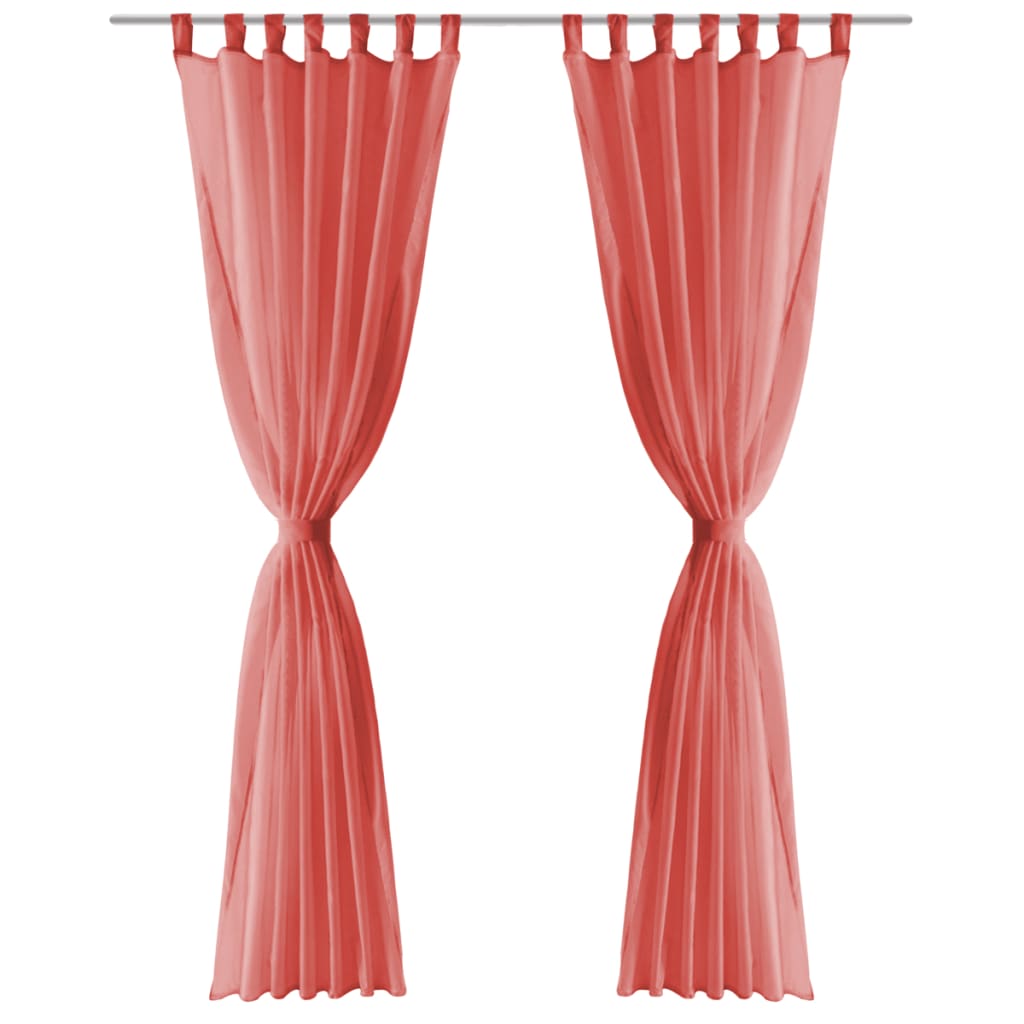 Voile-Gardinen 2 Stk. 140 x 245 cm Rot