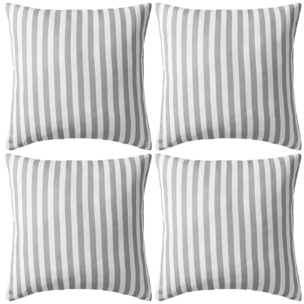 Gartenkissen 4 Stk. Streifenmuster 45 x 45 cm Grau