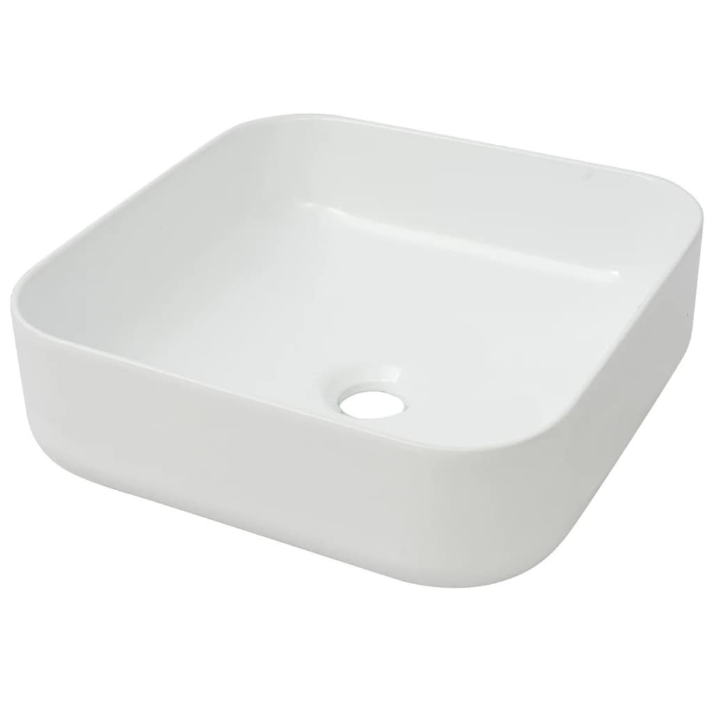 Waschbecken Quadratisch Keramik Weiß 38 x 38 x 13,5 cm