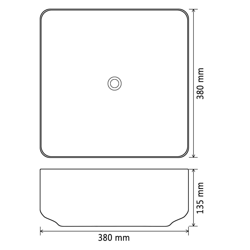 Waschbecken Quadratisch Keramik Weiß 38 x 38 x 13,5 cm