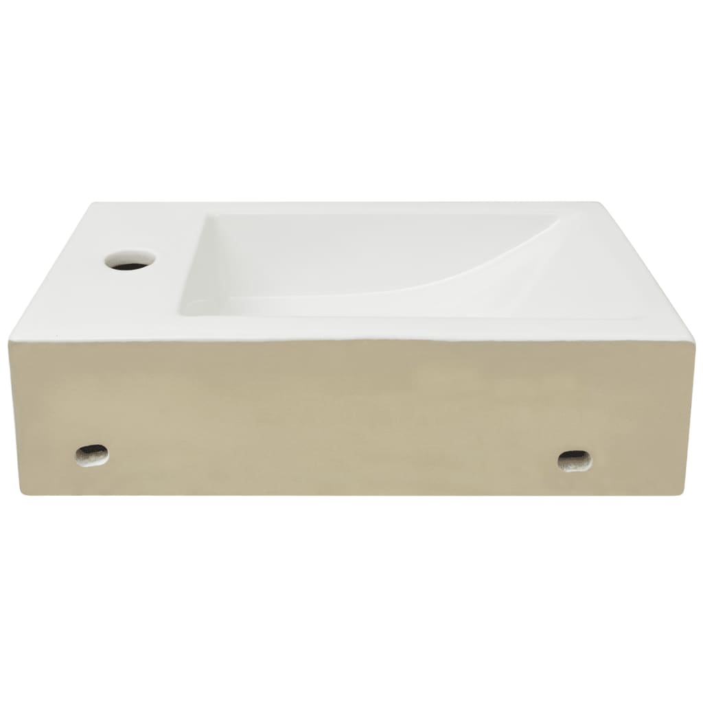 Waschbecken Rechteckig mit Hahnloch Keramik Weiß 46x25,5x12 cm