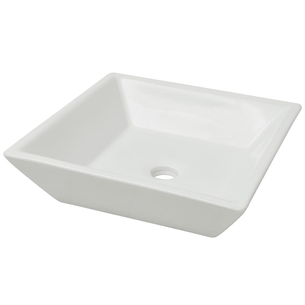 Waschbecken Quadratisch Keramik Weiß 41,5 x 41,5 x 12 cm