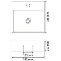 Thumbnail for Waschbecken mit Hahnloch Keramik Weiß 51,5x38,5x15 cm