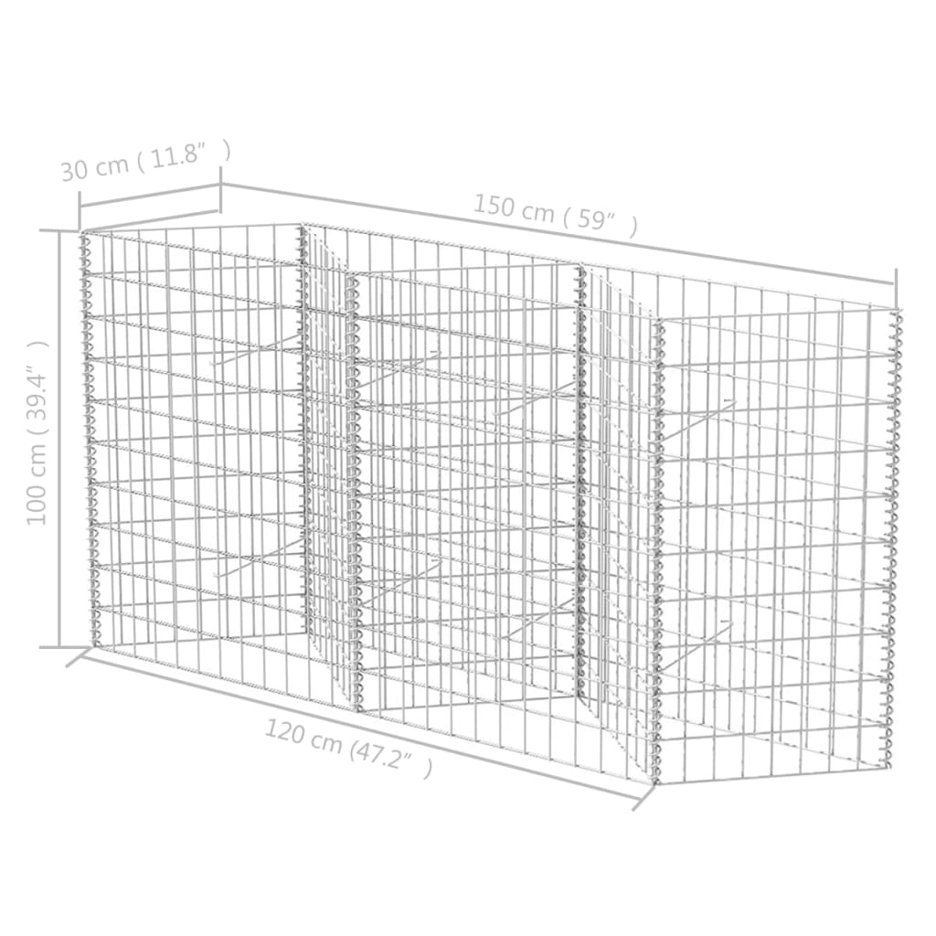 Gabionenkorb Pflanzkasten Gemüse-Hochbeet Stahl 120×30×100 cm