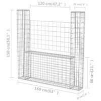Thumbnail for Gabionenkorb U-Form Stahl 160×20×150 cm