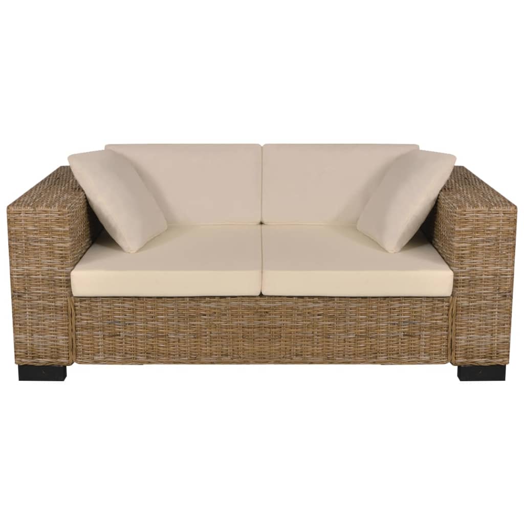 7-tlg. 2-Sitzer Sofa Set Echtes Rattan
