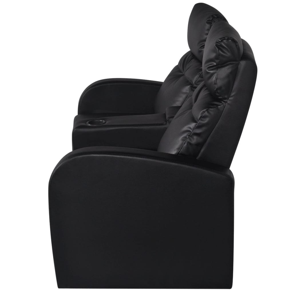 Relaxsessel 2-Sitzer mit LED Kunstleder Schwarz