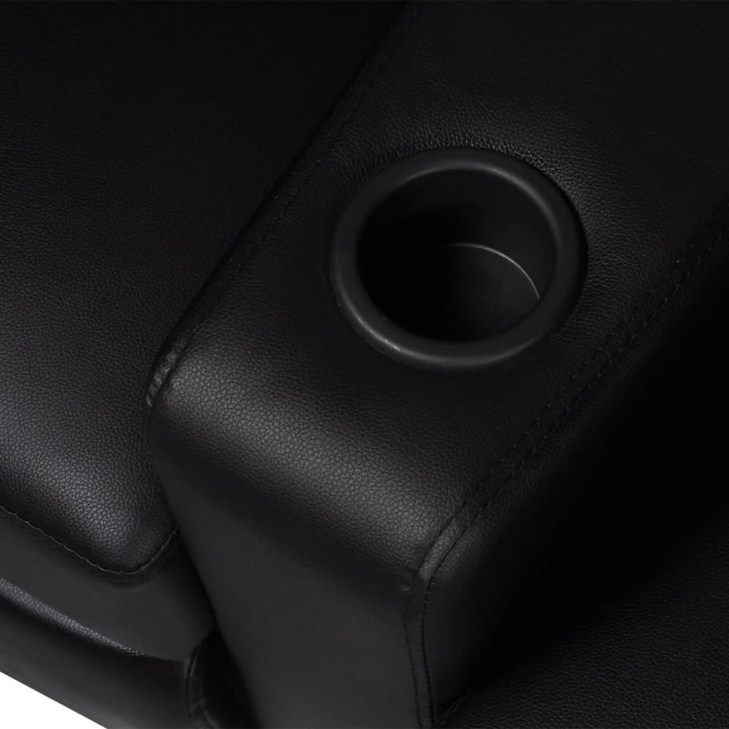 Relaxsessel 2-Sitzer mit LED Kunstleder Schwarz