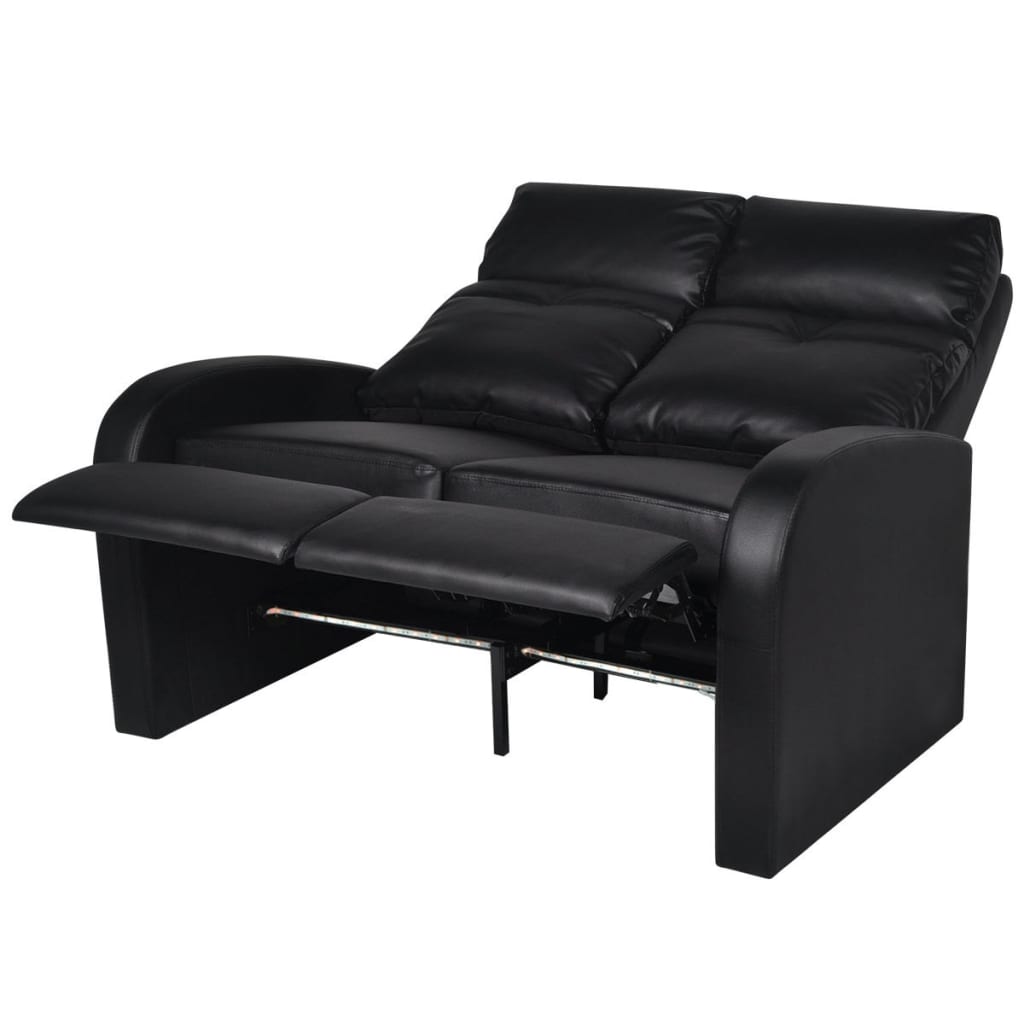 Relaxsessel 2-Sitzer mit LED Kunstleder Schwarz