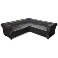 Thumbnail for Chesterfield Ecksofa 5-Sitzer Kunstleder Schwarz