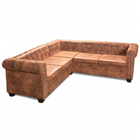 Thumbnail for Chesterfield Ecksofa 5-Sitzer Kunstleder Braun